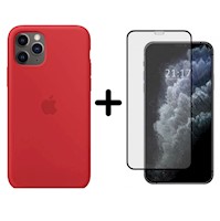 Case Funda Silicon para IPHONE 11 PRO - Rojo + GLASS